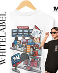 THEWHITELABEL SG17 TWL Pools Logo 300Gsm Oversize Unisex T-shirt in Black and White Color - TheWhiteLabel