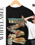THEWHITELABEL SG16 Nanyang Breakfast Logo 300Gsm Oversize Unisex T-shirt in Black and White Color - TheWhiteLabel