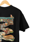 THEWHITELABEL SG16 Nanyang Breakfast Logo 300Gsm Oversize Unisex T-shirt in Black and White Color - TheWhiteLabel