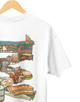 THEWHITELABEL SG16 Nanyang Breakfast Logo 300Gsm Oversize Unisex T-shirt in Black and White Color - TheWhiteLabel