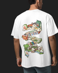 THEWHITELABEL SG12 Mahjong Panda Logo 300Gsm Oversize Unisex T-shirt in Black and White Color - TheWhiteLabel