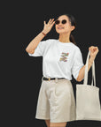 THEWHITELABEL SG20 DIMSUM Logo 300Gsm Oversize Unisex T-shirt in Black and White Color - TheWhiteLabel