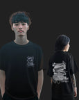 THEWHITELABEL SG03 Japanese Cat Logo 300Gsm Oversize Unisex T-shirt in Black and White Color - TheWhiteLabel