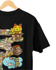 THEWHITELABEL SG21 Fortune Cat Island 300Gsm Oversize Unisex T-shirt in Black and White Color - TheWhiteLabel