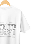 Back View of 300GSM heavyweight cotton classic oversized t-shirt unisex Singapore in White Colour