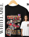 THEWHITELABEL SG23 Game Center 300Gsm Oversize Unisex T-shirt in Black and White Color - TheWhiteLabel