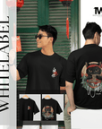 JP01 – TheWhiteLabel 300GSM Yoru Neko Oversized Graphic T-Shirt – Black Cat Eating Ramen Japanese Streetwear Tee