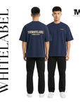 THEWHITELABEL EM01 Embossed Premium Oversized 300GSM Unisex T-Shirt Dark Blue and Khaki - TheWhiteLabel