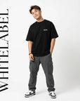 THEWHITELABEL CS05 Hustle in silence 300Gsm Oversize Unisex T-shirt in Black and White Color THEWHITELABEL