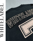THEWHITELABEL AP01 Number 7 Applique Embroidered Oversized Unisex T-Shirt in Black Colour