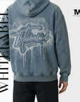 THEWHITELABEL HD01 Acid Wash Denim Colour 380GSM Oversized Zipper Hoodie THEWHITELABEL
