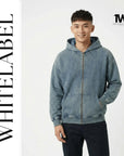 THEWHITELABEL HD01 Acid Wash Denim Colour 380GSM Oversized Zipper Hoodie THEWHITELABEL