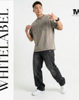 THEWHITELABEL AP02 Frayed Logo Tee Oversized Unisex T-Shirt in Acid Brown Colour THEWHITELABEL