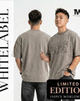 THEWHITELABEL AP02 Frayed Logo Acid Wash Oversized Tee Unisex in Acid Brown Colour THEWHITELABEL