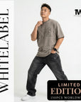 THEWHITELABEL AP02 Frayed Logo Acid Wash Oversized Tee Unisex in Acid Brown Colour THEWHITELABEL