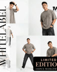 THEWHITELABEL AP02 Frayed Logo Acid Wash Oversized Tee Unisex in Acid Brown Colour THEWHITELABEL