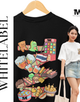 THEWHITELABEL SG13 Pasar Malam Logo 300Gsm Oversize Unisex T-shirt in Black and White Color - TheWhiteLabel