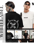 300GSM Oversized MUTE Button 01 - Design Printed TheWhiteLabel White and Beige T-shirt 100% Cotton - TheWhiteLabel