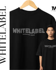 Asian model wearing black 280GSM oversized streetwear unisex t-shirt with TWL print