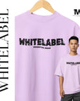 Singapore model wearing Lilac Purple 280GSM oversized cotton streetwear unisex t-shirt with TWL thewhitelabel print