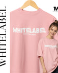 Singapore model wearing Soft Pink 280GSM oversized cotton streetwear unisex t-shirt with TWL thewhitelabel print
