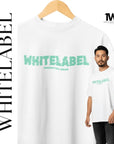 Singapore model wearing white and turqoiuse 280GSM oversized cotton streetwear unisex t-shirt with TWL thewhitelabel print