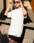 Oversized PEEKABOO 300GSM Design Printed TheWhiteLabel White and Black T-shirt 100% Cotton - TheWhiteLabel