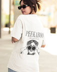 Oversized PEEKABOO 300GSM Design Printed TheWhiteLabel White and Black T-shirt 100% Cotton - TheWhiteLabel