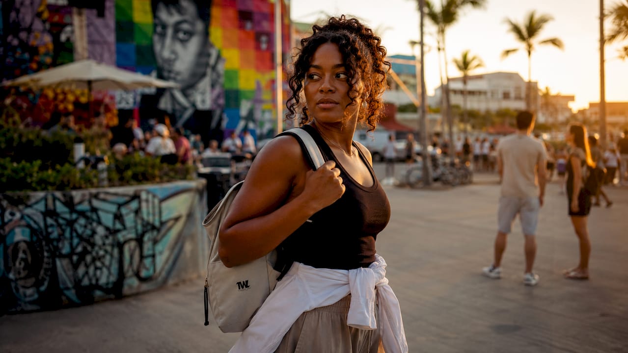 Woman outdoors wearing go-to casual outfit