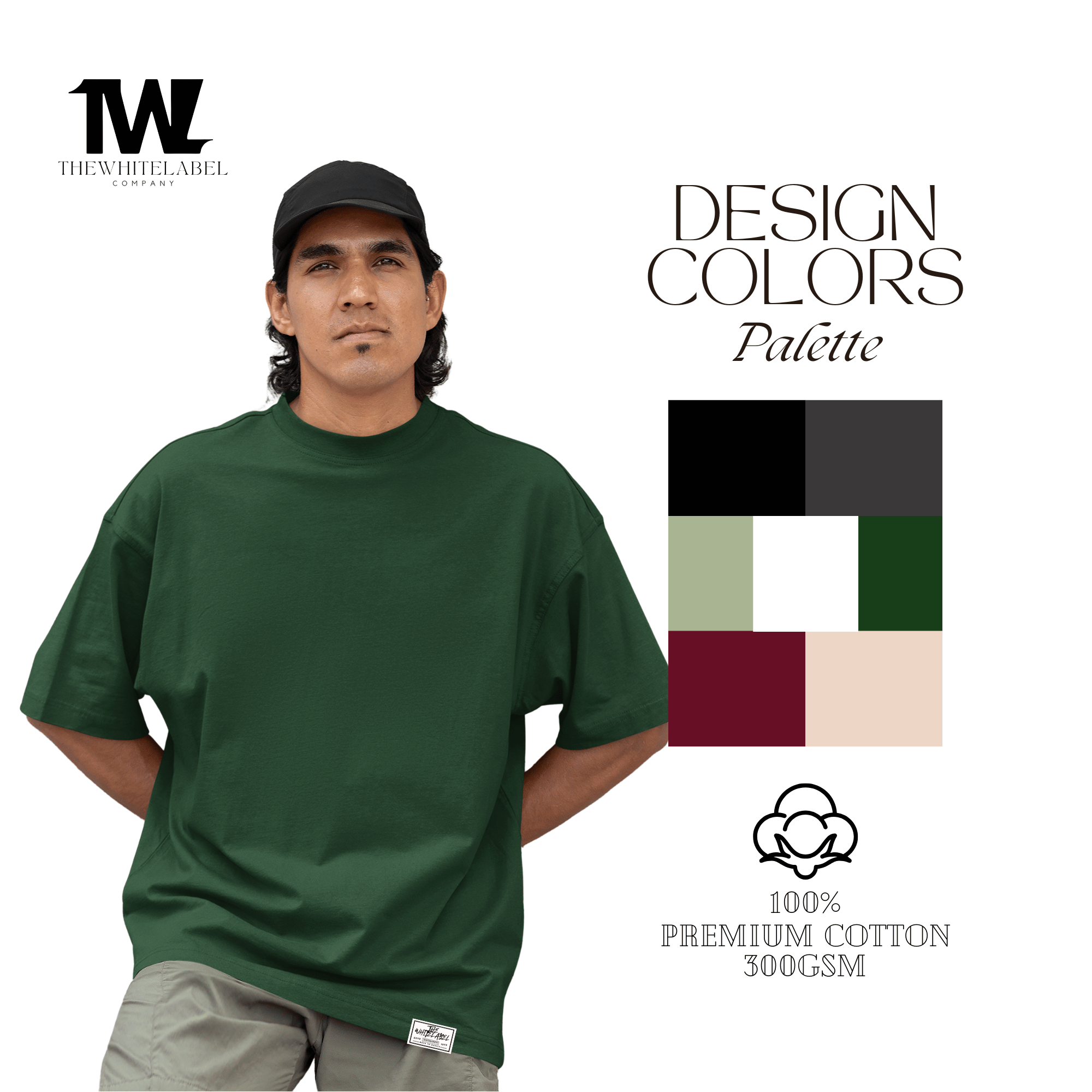 BW01 - TheWhiteLabel 300GSM Premium Plain Oversized Classic-Thick T-shirt 100% Cotton Premium Quality - TheWhiteLabel