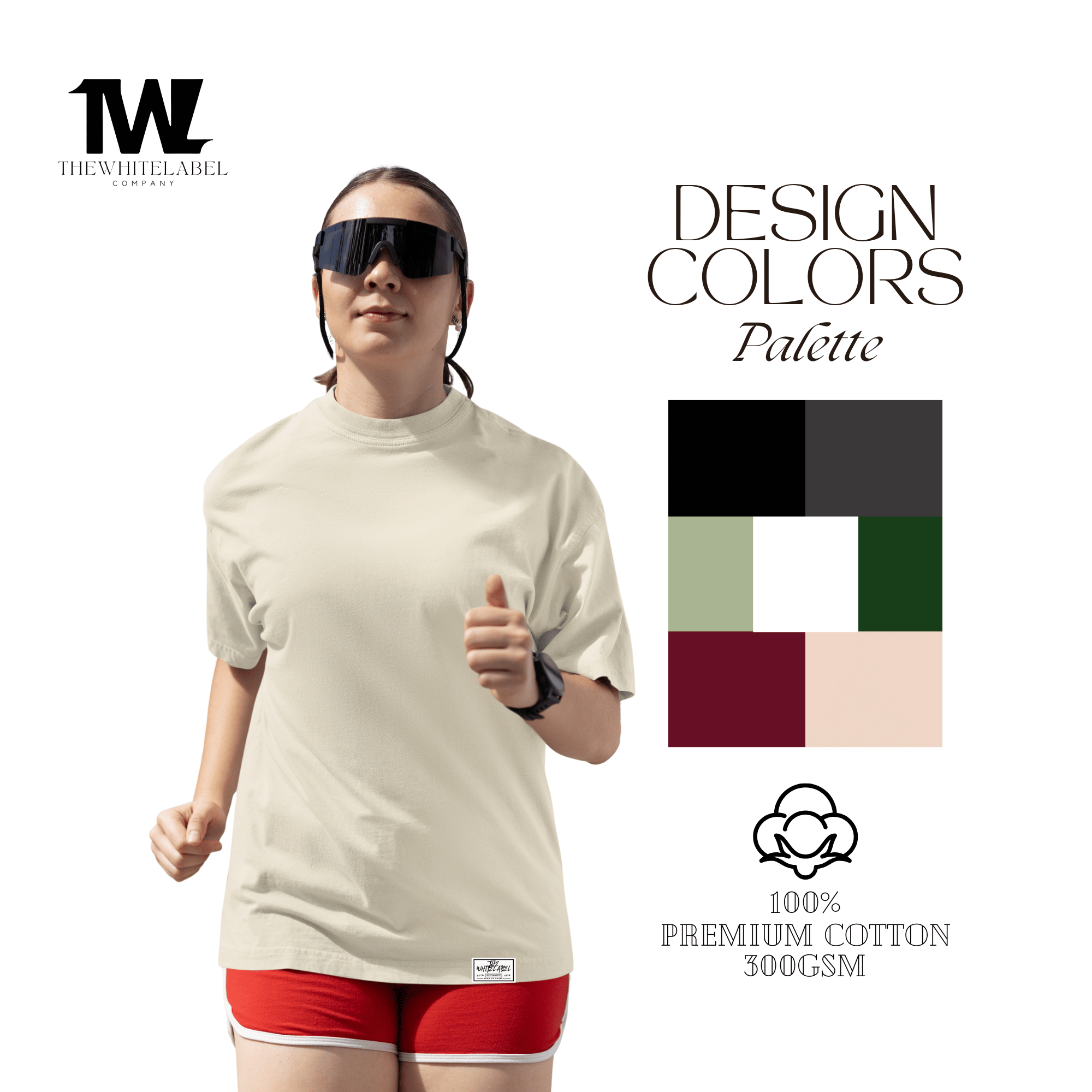 BW01 - TheWhiteLabel 300GSM Premium Plain Oversized Classic-Thick T-shirt 100% Cotton Premium Quality - TheWhiteLabel