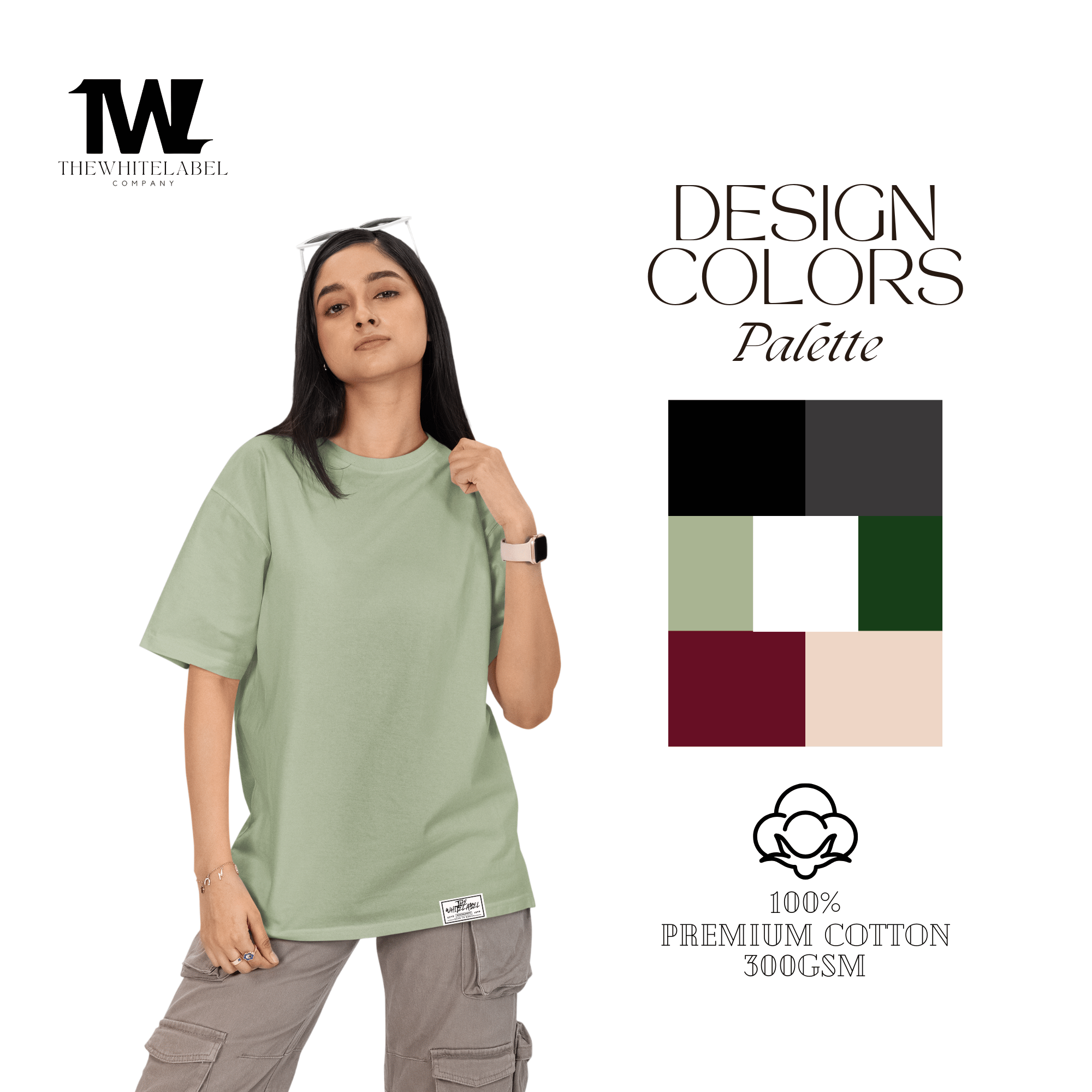 BW01 - TheWhiteLabel 300GSM Premium Plain Oversized Classic-Thick T-shirt 100% Cotton Premium Quality - TheWhiteLabel