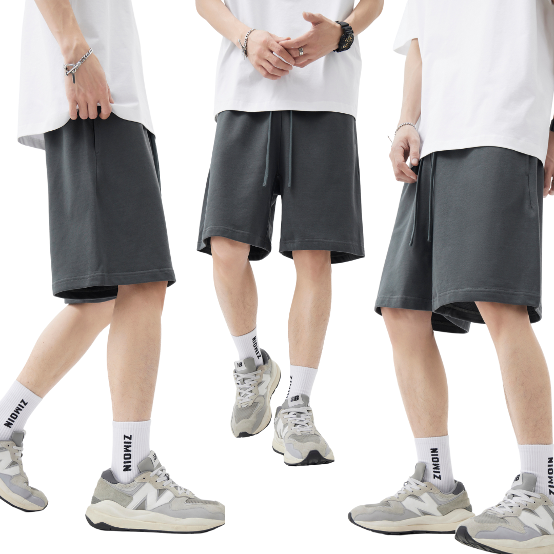 TWL Premium 425G Oversized Row Flocking Shorts 100% Cotton Hiphop Sports Drawstring - TheWhiteLabel
