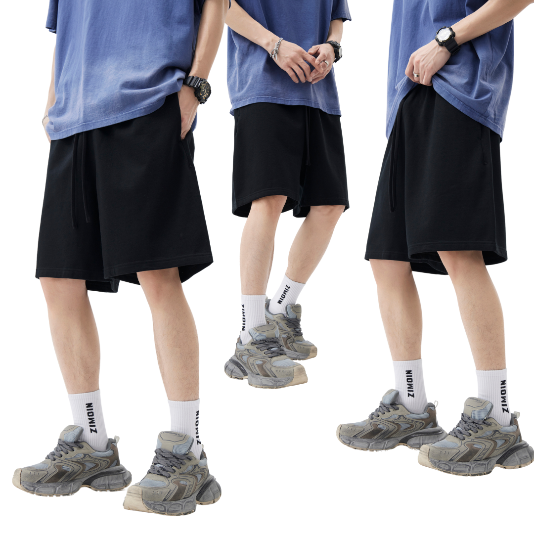 TWL Premium 425G Oversized Row Flocking Shorts 100% Cotton Hiphop Sports Drawstring - TheWhiteLabel