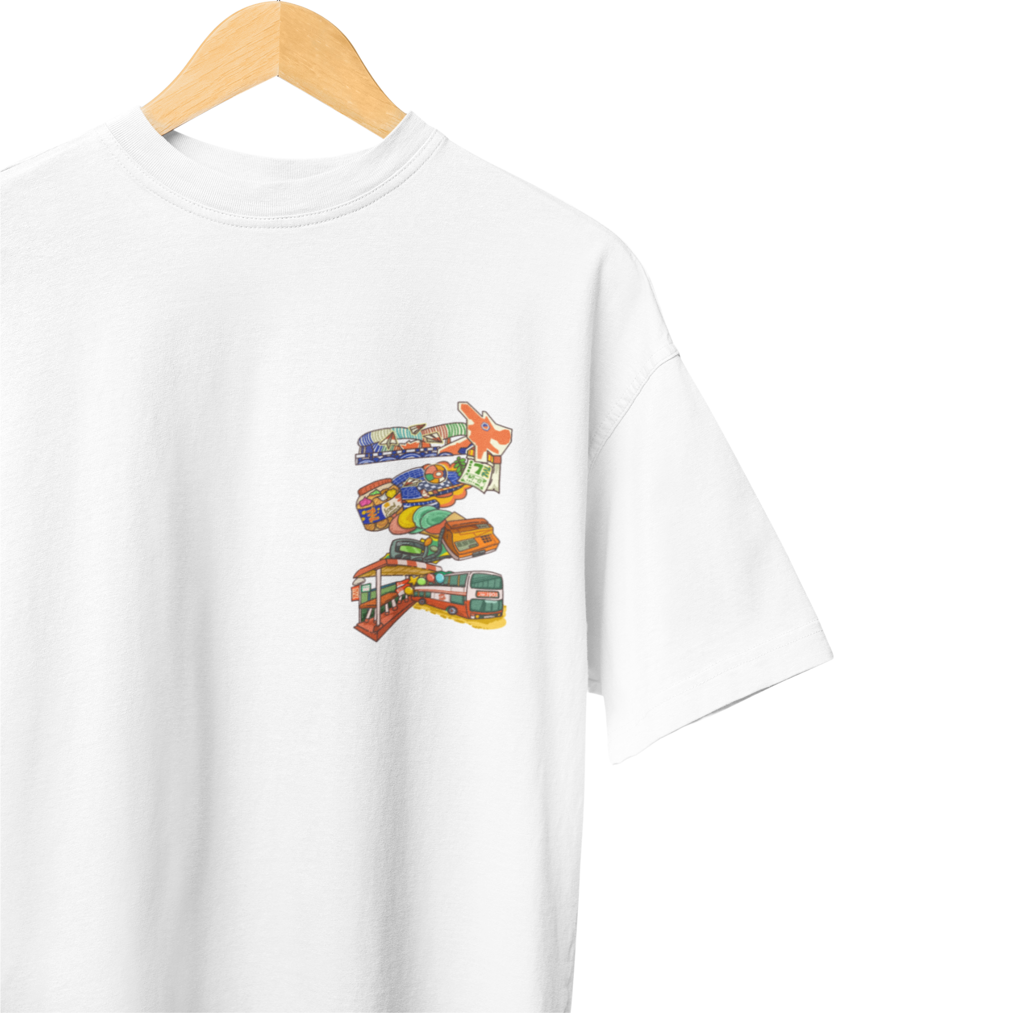 THEWHITELABEL SG14 Nostalgia Singapore Logo 300Gsm Oversize Unisex T-shirt in Black and White Color - TheWhiteLabel