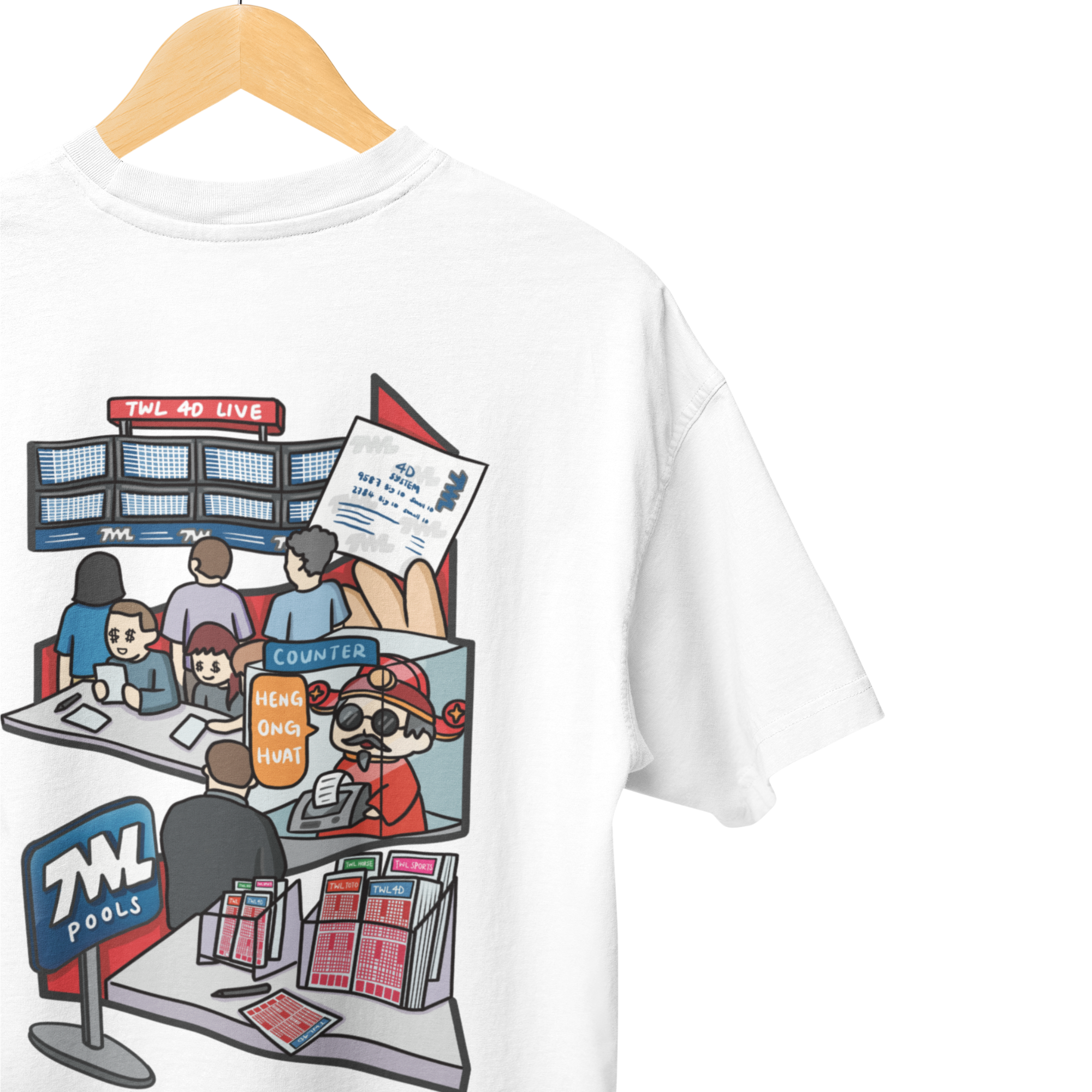 THEWHITELABEL SG17 TWL Pools Logo 300Gsm Oversize Unisex T-shirt in Black and White Color - TheWhiteLabel