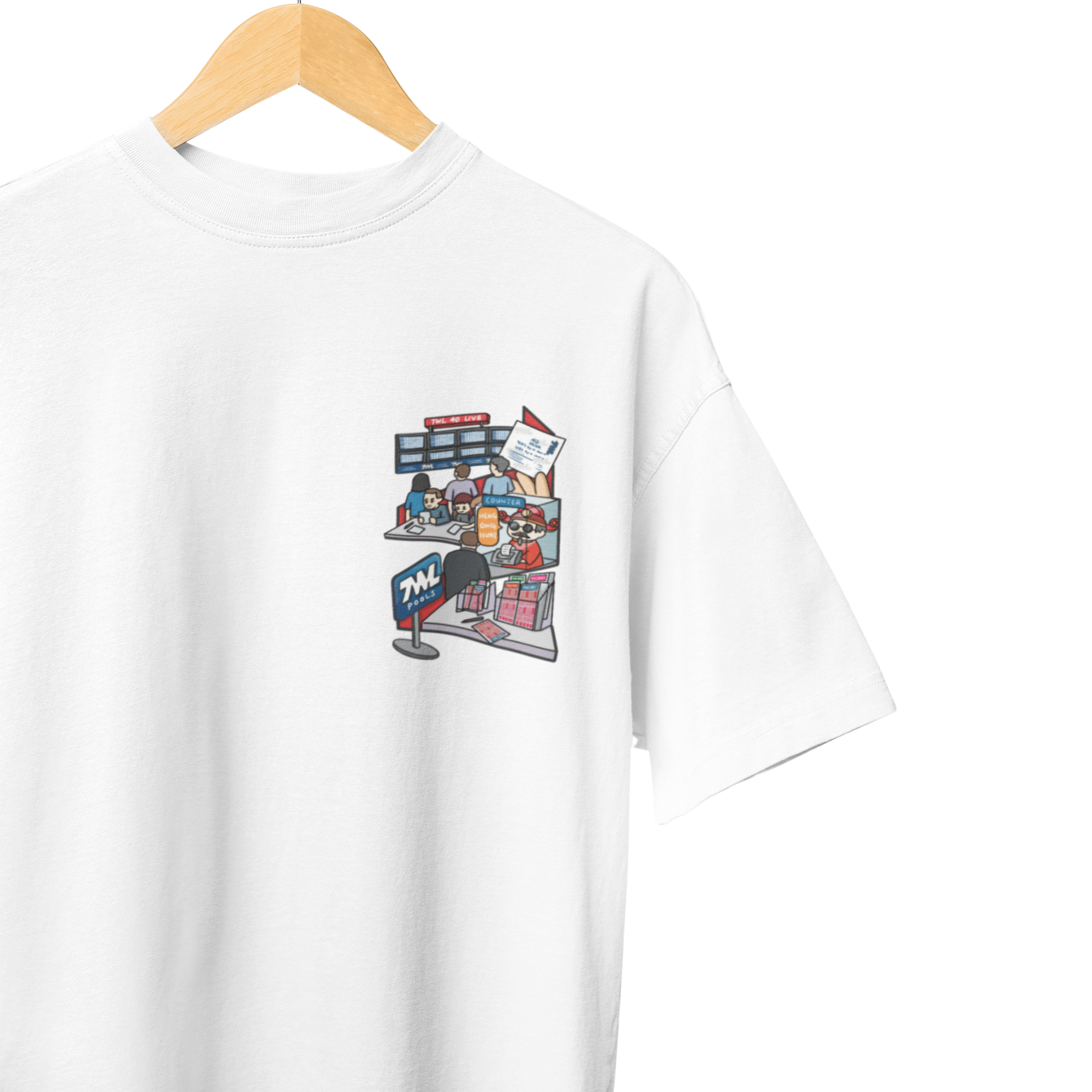 THEWHITELABEL SG17 TWL Pools Logo 300Gsm Oversize Unisex T-shirt in Black and White Color - TheWhiteLabel