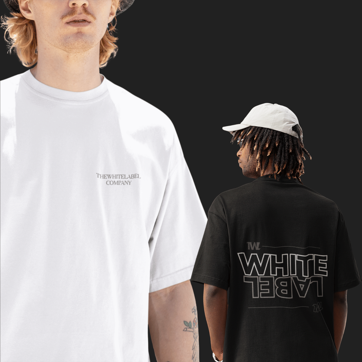 THEWHITELABEL CS01 Classic Member Logo 300Gsm Oversize Unisex T-shirt in Black and White Color - TheWhiteLabel
