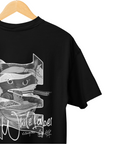 THEWHITELABEL SG03 Japanese Cat Logo 300Gsm Oversize Unisex T-shirt in Black and White Color - TheWhiteLabel