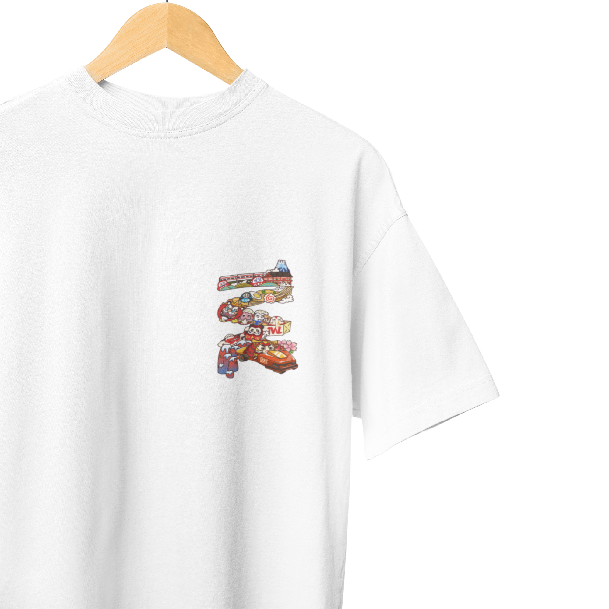 THEWHITELABEL SG15 Daruma Logo 300Gsm Oversize Unisex T-shirt in Black and White Color - TheWhiteLabel