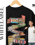 THEWHITELABEL SG20 DIMSUM Logo 300Gsm Oversize Unisex T-shirt in Black and White Color