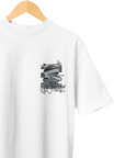 THEWHITELABEL SG03 Japanese Cat Logo 300Gsm Oversize Unisex T-shirt in Black and White Color - TheWhiteLabel