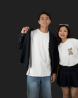 THEWHITELABEL SG20 DIMSUM Logo 300Gsm Oversize Unisex T-shirt in Black and White Color