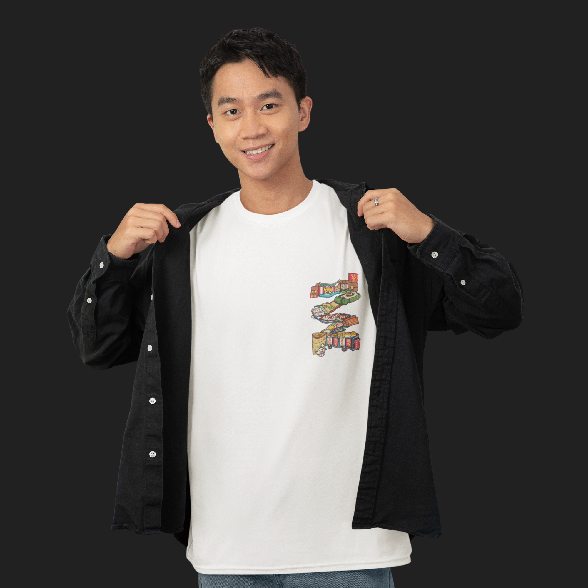 THEWHITELABEL SG20 DIMSUM Logo 300Gsm Oversize Unisex T-shirt in Black and White Color