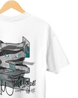 THEWHITELABEL SG03 Japanese Cat Logo 300Gsm Oversize Unisex T-shirt in Black and White Color - TheWhiteLabel