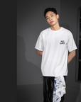 THEWHITELABEL CS03 RUGGED TBYC Logo 300Gsm Oversize Unisex T-shirt in Black and White Color