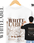 THEWHITELABEL CS04 Coffee Poster Logo 300Gsm Oversize Unisex T-shirt in Black and White Color