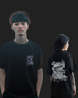 THEWHITELABEL SG03 Japanese Cat Logo 300Gsm Oversize Unisex T-shirt in Black and White Color - TheWhiteLabel