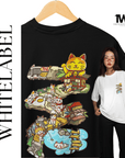 THEWHITELABEL SG21 Fortune Cat Island 300Gsm Oversize Unisex T-shirt in Black and White Color - TheWhiteLabel
