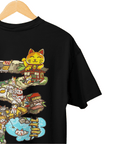 THEWHITELABEL SG21 Fortune Cat Island 300Gsm Oversize Unisex T-shirt in Black and White Color - TheWhiteLabel